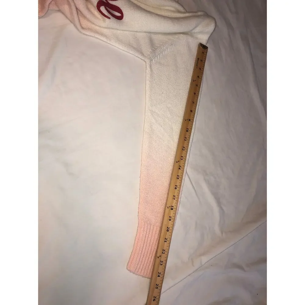 Venus Love Graphic Knit Sweater Size L Pink Cream Ombre Coquette Y2K Valentine